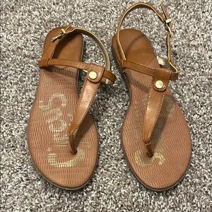 Circus by Sam Edelman Brown T-Strap Sandals